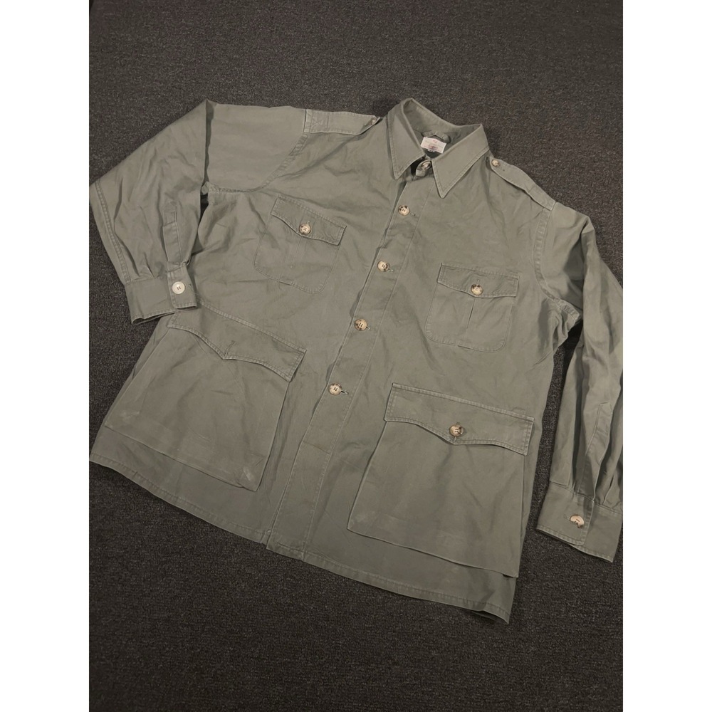 Vintage Abercrombie & Fitch Safari Jacket Mens 44 Green Cotton Made in USA READ